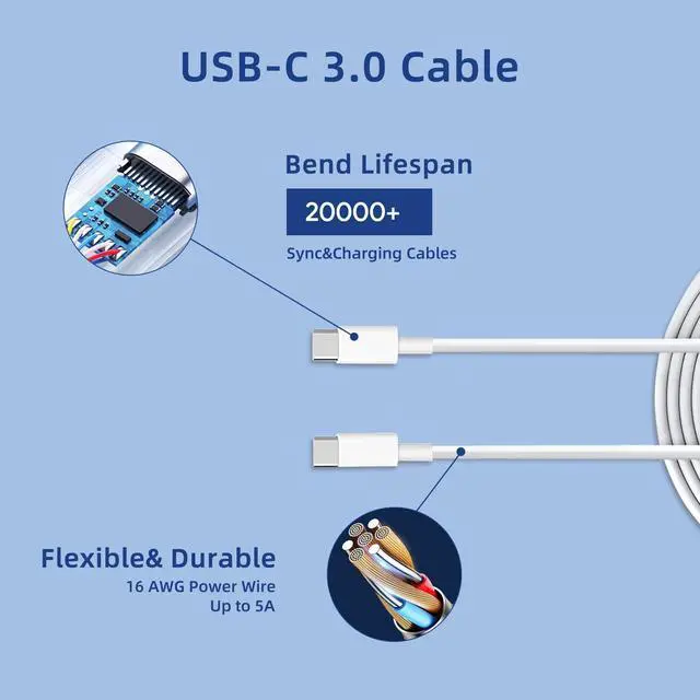 Alt view image 7 of 7 - Mac Book Pro Charger - 160W USB C Fast Charger Power Adapter Compatible with New MacBook Air 13 Inch & MacBook Pro 16, 15, 14, 13 Inch 2021 2020 2019 2018, 6.6ft USB C to C Charge Cable