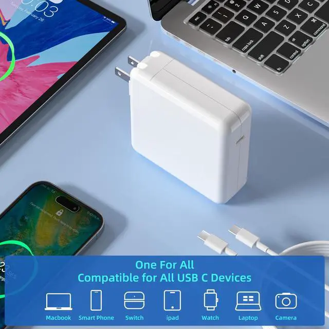 Alt view image 5 of 7 - Mac Book Pro Charger - 160W USB C Fast Charger Power Adapter Compatible with New MacBook Air 13 Inch & MacBook Pro 16, 15, 14, 13 Inch 2021 2020 2019 2018, 6.6ft USB C to C Charge Cable