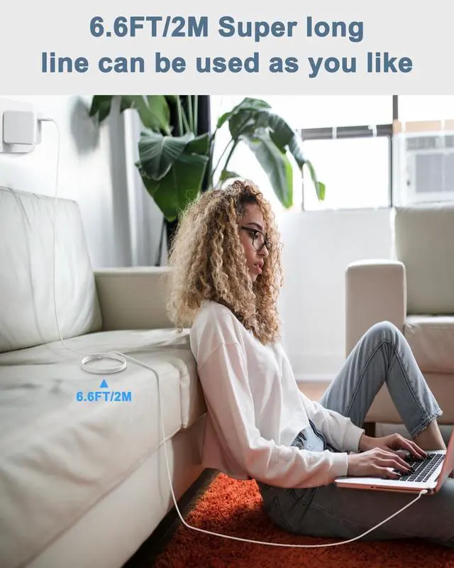 Alt view image 7 of 7 - Mac Book Pro Charger - 100W USB C Charger Fast Compatible with MacBook pro/Air iPad Pro 12.9, 11 inch 2025-2018 M5 M4 M3 M2 M1 and All USB-C Laptops and Phones