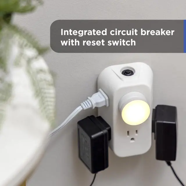Alt view image 5 of 6 - 6-Outlet Extender, Grounded Wall Tap, Reset Button, Circuit Breaker, Adapter Spaced Outlets, 3-Prong, Multiple Plug, Quick and Easy Install, Cruise Essentials, ETL Listed, White, 56575