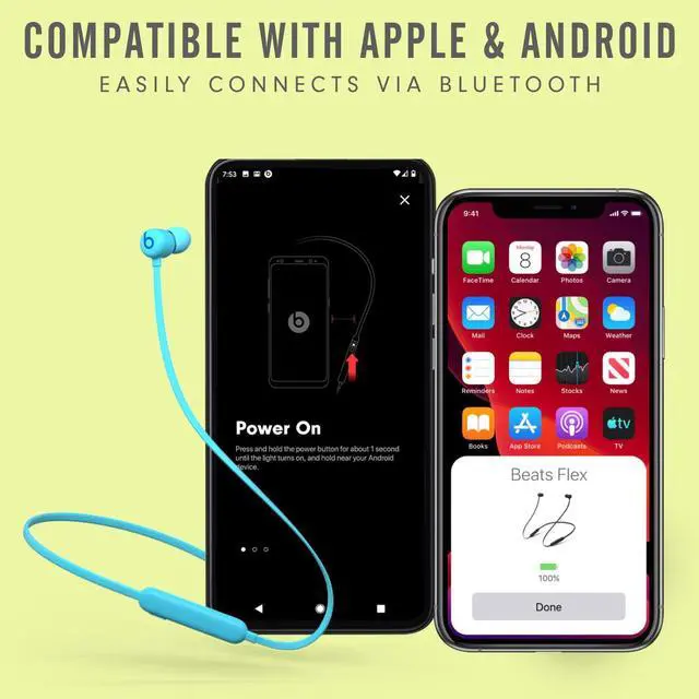 Alt view image 2 of 6 - Flex Wireless Earbuds - Apple W1 Headphone Chip, Magnetic Earphones, Class 1 Bluetooth, 12 Hours of Listening Time, Built-in Microphone - Flame Blue