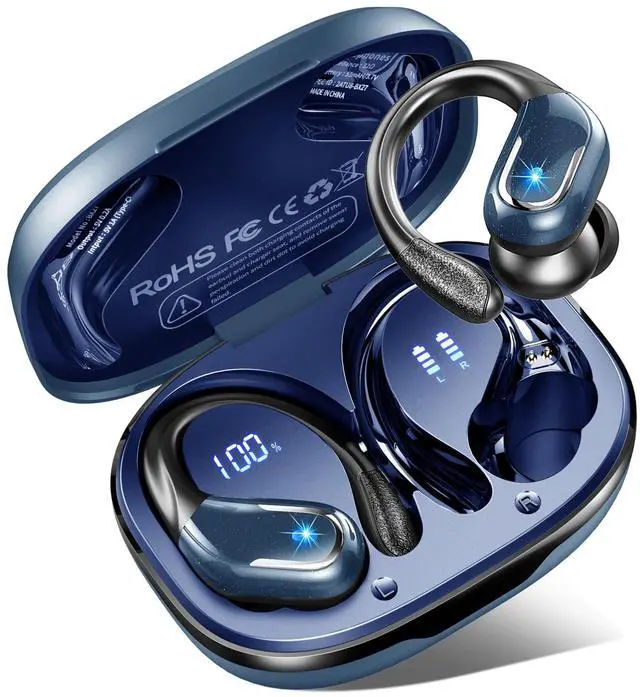 Main image of Wireless Earbud, Bluetooth 5.4 Headphones IP7 Waterproof Sport, 75Hrs Running Wireless Earphones with ENC Noise Canceling Mic, Deep Bass Over Ear bud with Earhooks for Android, iOS, Workout, Gym, Blue