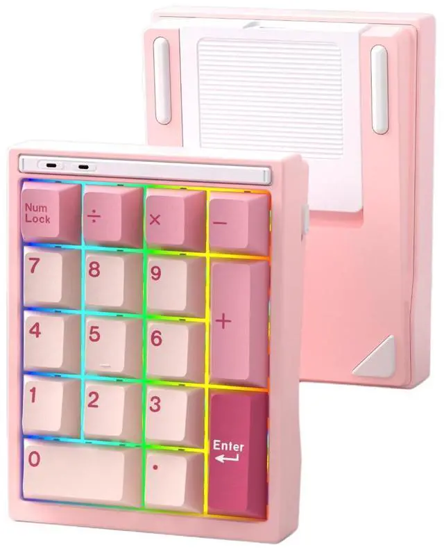 Main image of Y17 Aluminum Mechanical Numpad,Wireless RGB Numeric Keypad,Quick Release Number Pad,Bluetooth 5.0/2.4G/Type-C Tri-Mode Hot Swap 17 Keys PBT Keycap Macro Keypad for Laptop/PC/TKL Keyboards(Pink)