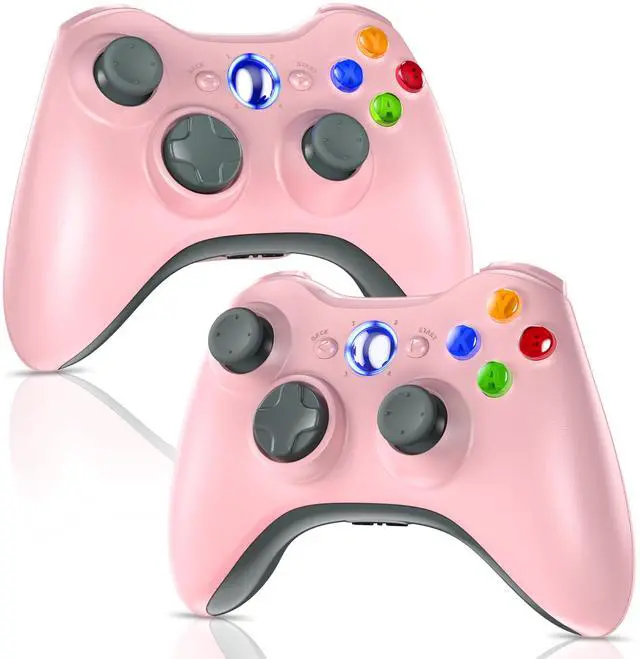 Main image of 2 Pack Replacement for Xbox 360 Controller, Wireless Controllers Gamepad Upgraded Joystick Compatible with 360 & Slim, Windows 11/10/8/7 PC Controller with Dual Shock, 2.5mm Audio Jack (Pink)