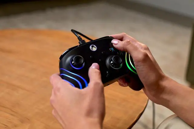 Alt view image 7 of 7 - Afterglow Wave Wired RGB Gaming Controller - Licensed for Xbox Series X|S, Xbox One & Windows PCs - Mappable Buttons, Hall-Effect Hair Triggers, Companion App - Black