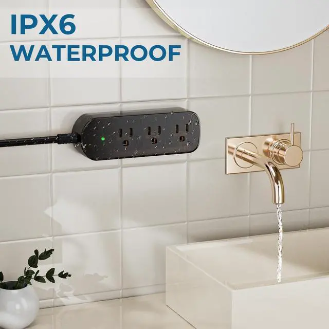 Alt view image 3 of 7 - Outdoor Power Strip Weatherproof, Transparent IPX6 Waterproof Surge Protector with 3 Wide Outlets, 1625W/13A, 5FT Extension Cord, Wall Mountable for Indoor Outdoor, UL FCC Listed