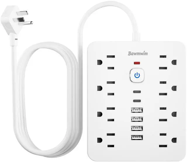 Main image of Surge Protector Power Strip - 8 Outlets(1850W/15A/14AWG) 4 USB A2 USB C, 6FT Flat Plug Extension Cord, Wall Mount Multi Plug Outlet Extender, ETL Listed for Home