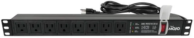 Main image of 1U Rack-Mount Horizontal 8-Outlet PDU, UL Listed PDU with Surge Protection LED Indicators 6ft Cord Power Distribution for IT and Network Server Racks