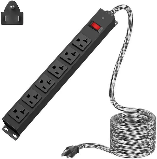 Main image of Heavy Duty Power Strip 20 amp Surge Protector,Wall mountable Power Strip,12 Gauge Extension Cord 5-15P Adapter High Amp 6-20R T-Slot Industrial Outlet,for Garage,Workshop & Industrial