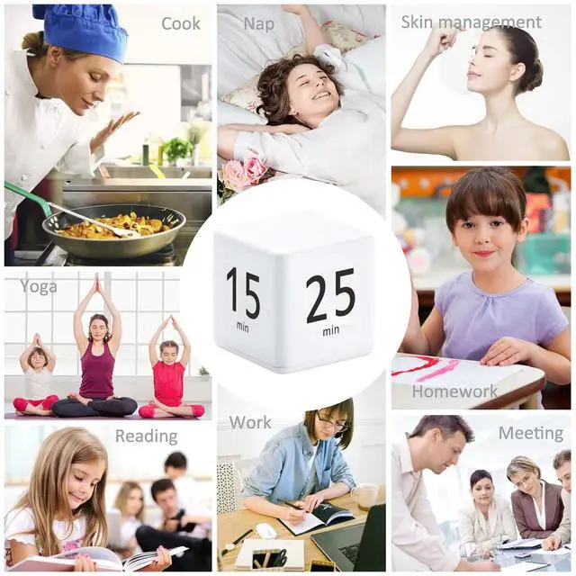 Alt view image 6 of 7 - Pomodoro Cube Timer, Productivity Visual Timer 5/25/15/45 Minutes Preset, Desk Portable Rotating Multi Timers for ADHD Time Management Work Study Cooking Workout School