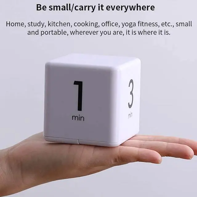 Alt view image 6 of 7 - Cube Timer 1 3 5 10 Minutes - Flip Countdown Visual Timer for Time Management, Kitchen, Workout, Study, Classroom, Office, Games