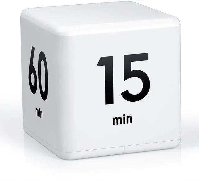Main image of Cube Timer, Gravity Sensor Flip Timer for ADHD Productivity, Classroom Kitchen Study Workout Cooking Desk Timers for Time Management, 15 20 30 60 Minutes Countdown Tool(White)