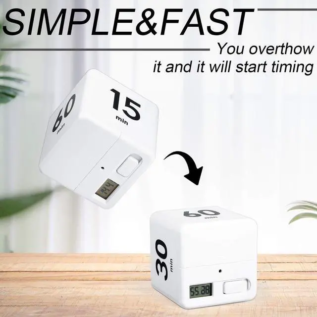Alt view image 5 of 7 - Cube Timer, Gravity Sensor Flip Timer for ADHD Productivity, Classroom Kitchen Study Workout Cooking Desk Timers for Time Management, 15 20 30 60 Minutes Countdown Tool(White)