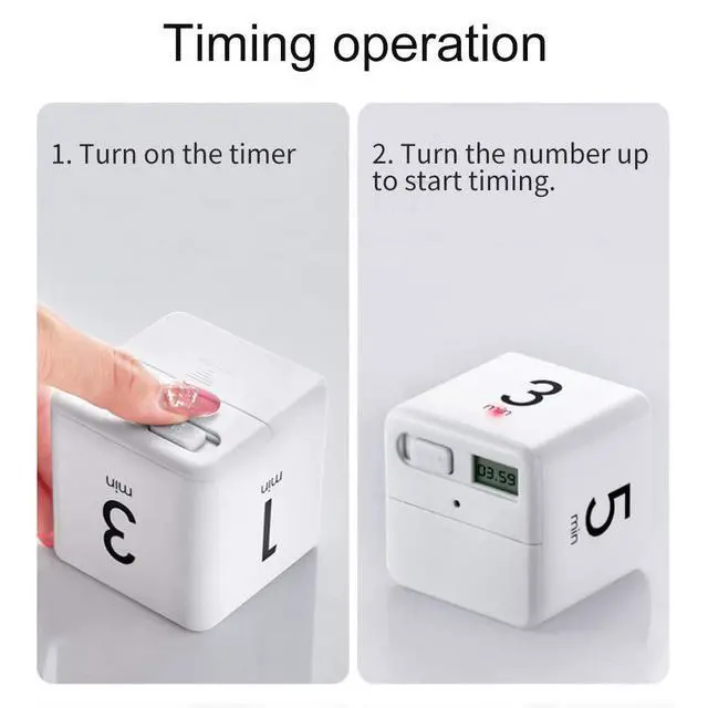 Alt view image 4 of 7 - Cube Timer, Rotation Timer, 1/3/5/10 Min and Custom Countdown, Productivity Timer with Adjustable Volume, Gravity Sensor Flip Timer, Management Timer for Home Office Kitchen
