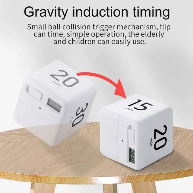 Alt view image 6 of 7 - Cube Timer, Rotation Timer, 1/3/5/10 Min and Custom Countdown, Productivity Timer with Adjustable Volume, Gravity Sensor Flip Timer, Management Timer for Home Office Kitchen