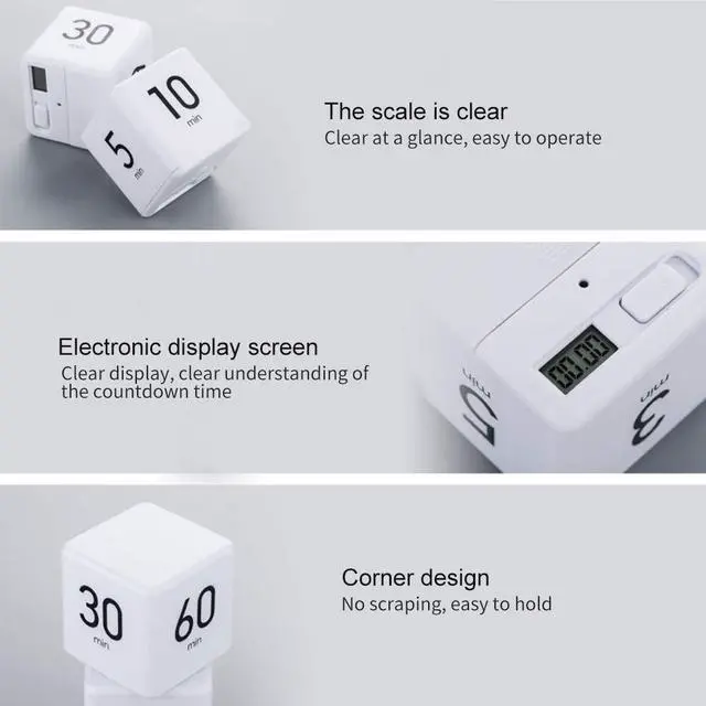 Alt view image 5 of 7 - Cube Timer, Rotation Timer, 1/3/5/10 Min and Custom Countdown, Productivity Timer with Adjustable Volume, Gravity Sensor Flip Timer, Management Timer for Home Office Kitchen