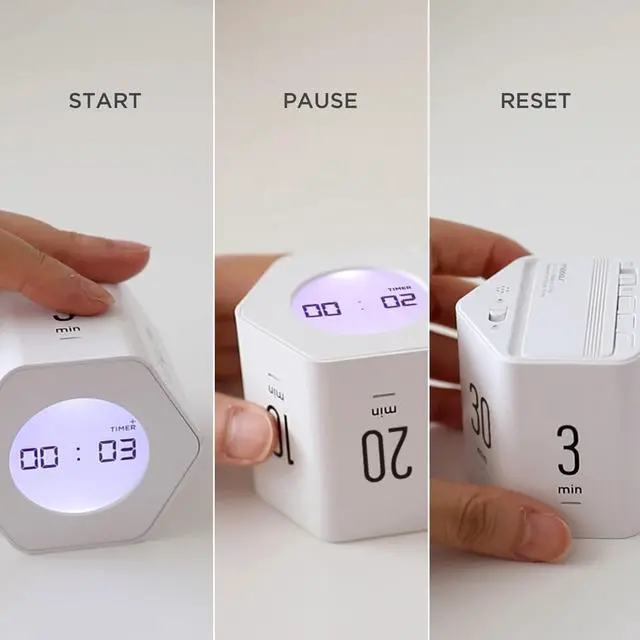 Alt view image 3 of 7 - Multi-Hexagon Clock Cube, Digital Clock, Pomodoro Timer, Backlit Display 12/24H Mode Count up & Countdown Timer, Rotating Various Time Presets for Classroom, Gym, Kitchen (Mint)