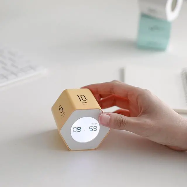 Alt view image 5 of 7 - Multi-Hexagon Clock Cube, Digital Clock, Pomodoro Timer, Backlit Display 12/24H Mode Count up & Countdown Timer, Rotating Various Time Presets for Classroom, Gym, Kitchen (Mint)