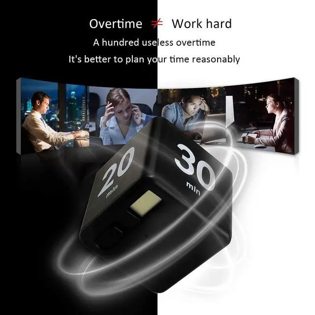 Alt view image 6 of 7 - Flip Timer, Productivity Cube Timer for Kitchen Studying Workout Classroom Kids ADHD 15-20-30-60 Minute Preset, Black