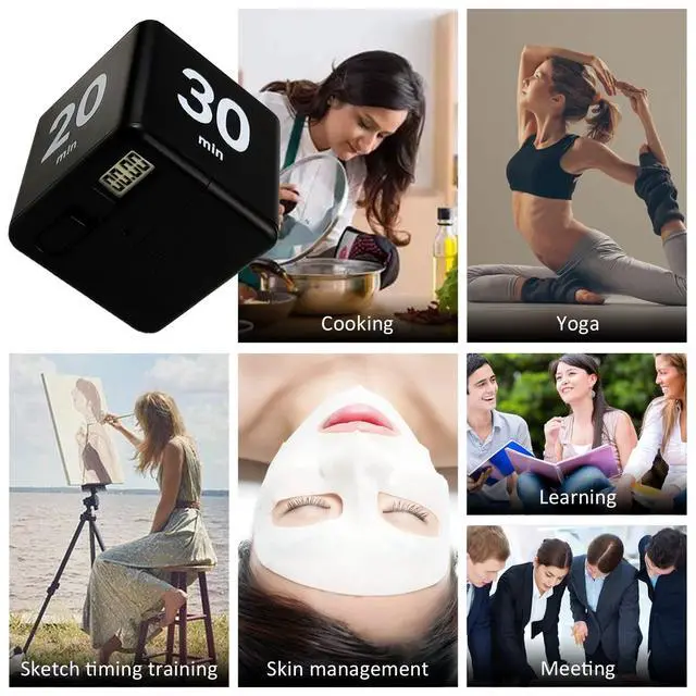Alt view image 7 of 7 - Flip Timer, Productivity Cube Timer for Kitchen Studying Workout Classroom Kids ADHD 15-20-30-60 Minute Preset, Black