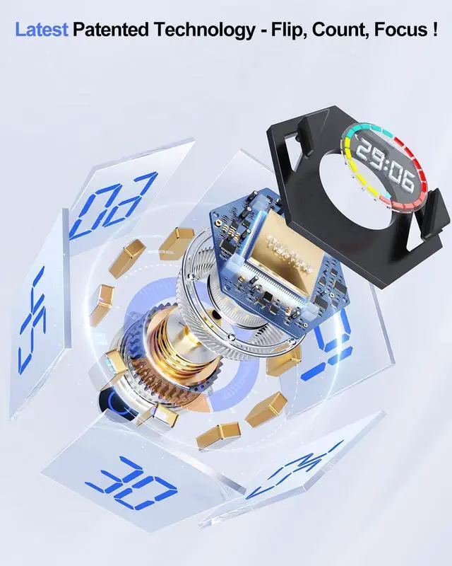 Alt view image 2 of 7 - Pomodoro Timer Cube, Hexagon Productivity Timer, Pause & Resume, Silent, Vibrate & Adjustable Sound Alert, for ADHD, Task, Work, Study, 5/15/25/30/45/60min & Custom Countdown,Gray
