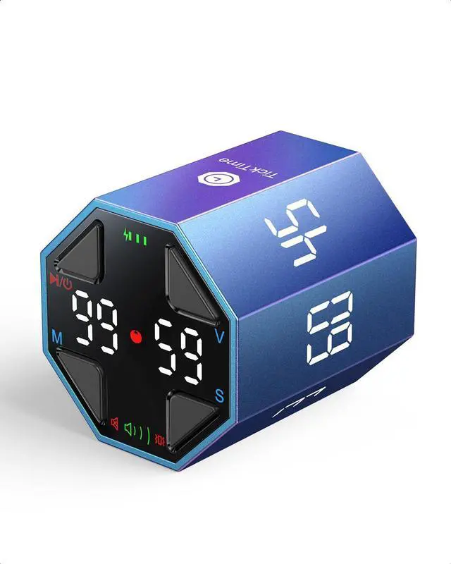 Main image of Pomodoro Timer Cube, Custom Pomodoro, Pause & Resume, Silent, Vibrate & Adjustable Sound Alert, for ADHD, Task, Work, Study, 3/5/10/15/30/45/60min & Custom Countdown, Blue