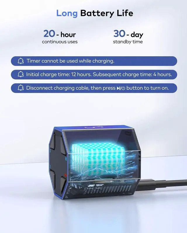Alt view image 7 of 7 - Pomodoro Timer Cube, Custom Pomodoro, Pause & Resume, Silent, Vibrate & Adjustable Sound Alert, for ADHD, Task, Work, Study, 3/5/10/15/30/45/60min & Custom Countdown, Blue