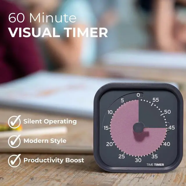 Alt view image 2 of 4 - MOD Home - Metallic Series - Individual Sized 60 Minute Visual Countdown Timer for ADHD, Adults, Students, and Pomodoro with Silent Operation (Metallic Storm)