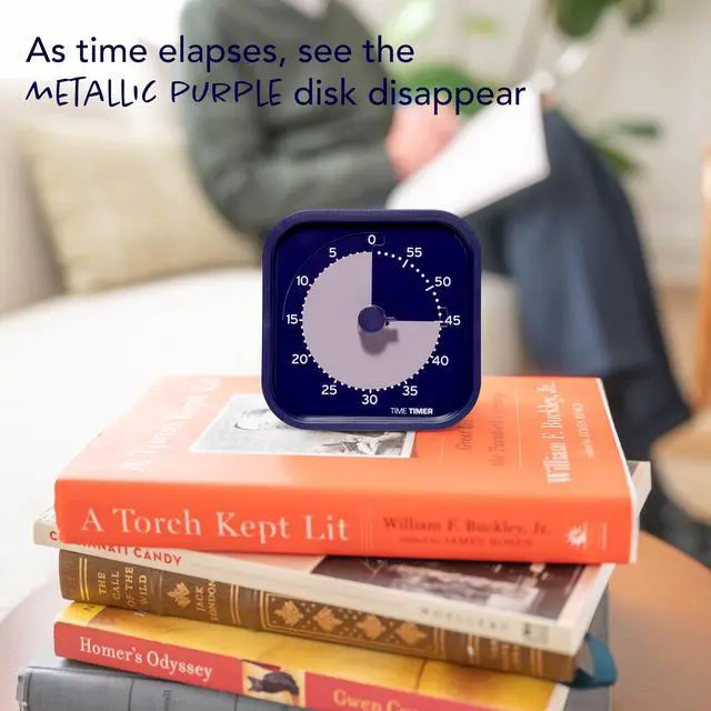 Alt view image 2 of 6 - MOD Home - Metallic Series - Individual Sized 60 Minute Visual Countdown Timer for ADHD, Adults, Students, and Pomodoro with Silent Operation (Metallic Indigo)