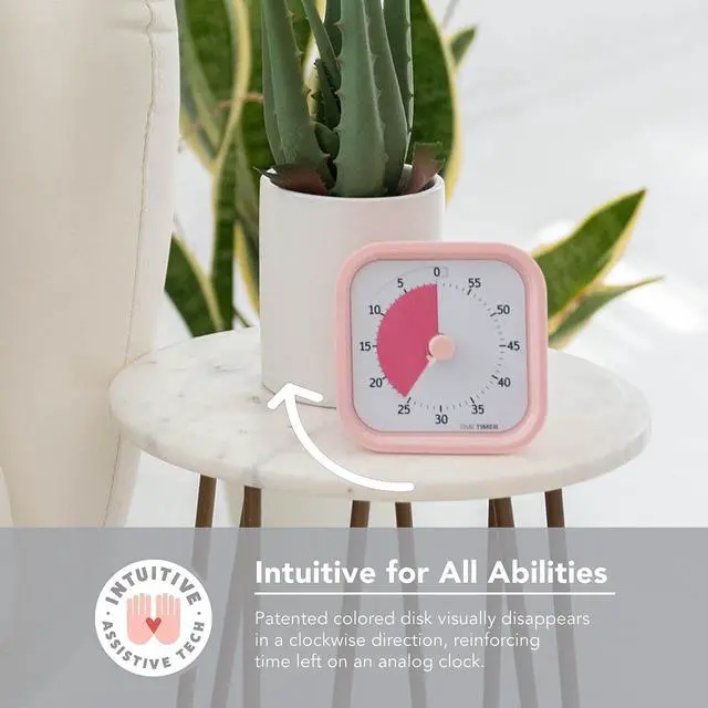 Alt view image 4 of 7 - MOD 60-Minute Visual Timer, Homeschool Supplies Study Tool, Timer for Office and Meetings with Silent Operation (Peony Pink)