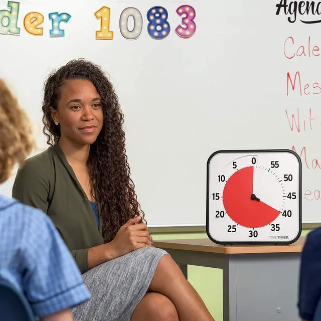 Alt view image 2 of 6 - 12 inch Visual Timer 60 Minute Kids Desk Countdown Clock with Dry Erase Activity Card, Also Magnetic for Classroom, Homeschooling Study Tool, Task Reminder, Home and Kitchen Timer