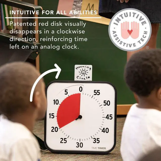 Alt view image 5 of 6 - 12 inch Visual Timer 60 Minute Kids Desk Countdown Clock with Dry Erase Activity Card, Also Magnetic for Classroom, Homeschooling Study Tool, Task Reminder, Home and Kitchen Timer