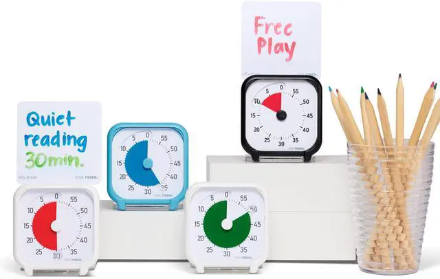 Alt view image 5 of 5 - 3 Inch Visual Timer 60-Minute Quiet Portable Countdown Timer for Kids, Teachers, Students & Adults Helps with Focus, Transitions, ADHD, Autism & Time Blindness (Blue & White)