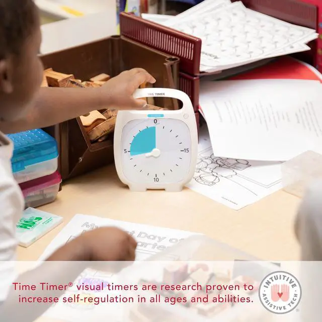 Alt view image 4 of 6 - Plus 20 Minute Desk Visual Timer - Countdown Timer with Portable Handle for Classroom, Office, Homeschooling, Study Tool with Silent Operation (White)