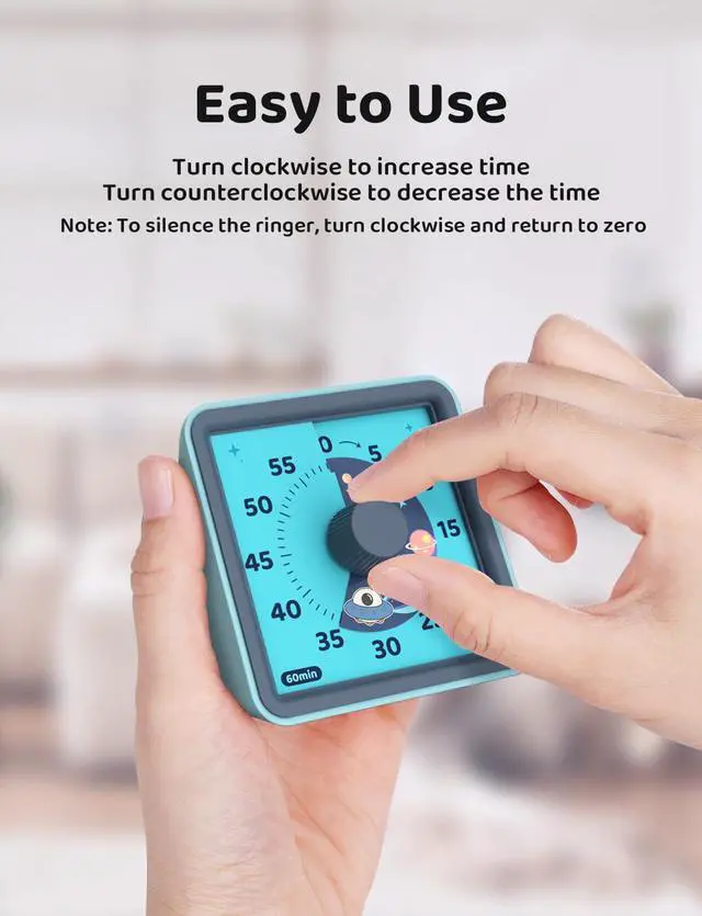 Alt view image 5 of 7 - 60 Minute Visual Timer for Kids, Visual Countdown Timer for Classroom Office Kitchen with 'Space Ship' Pattern Design, Pomodoro Timer with Silent Operation (Batteries Included)
