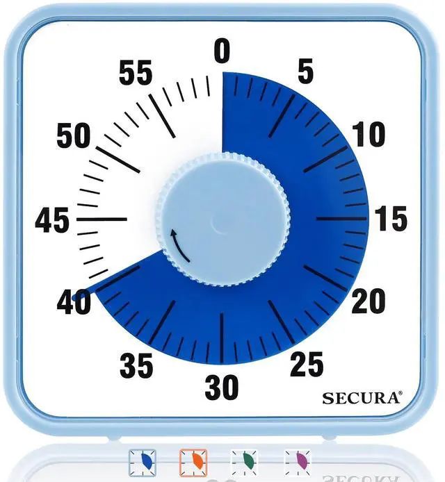 Main image of 60-Minute Visual Countdown Timer, 7.5-Inch Oversize Classroom Visual Timer for Kids and Adults, Durable Mechanical Kitchen Timer Clock with Magnetic Backing (Navy Blue)