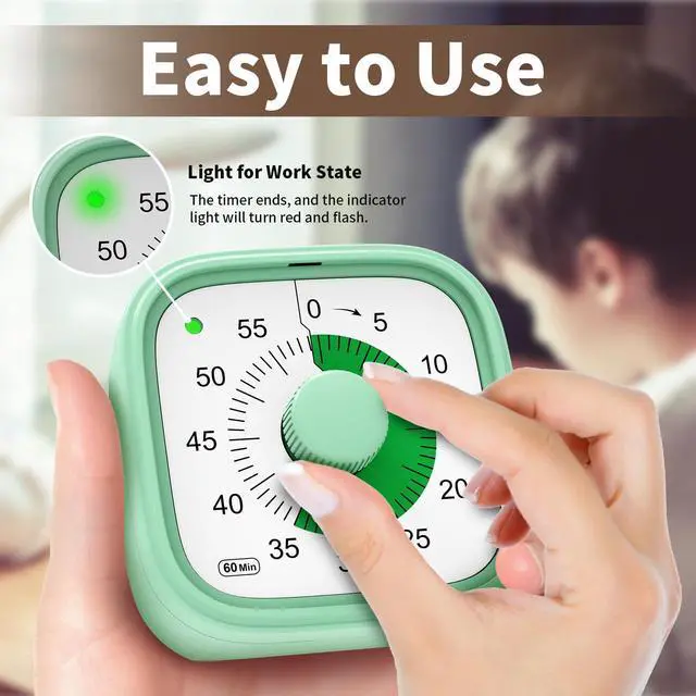 Alt view image 2 of 7 - Visual Timer, Pomodoro Timers for Kids Adults, 60-Minute Countdown Desk Timer for Productivity, Silent ADHD Timer for Kids Toddlers, Kitchen for Cooking