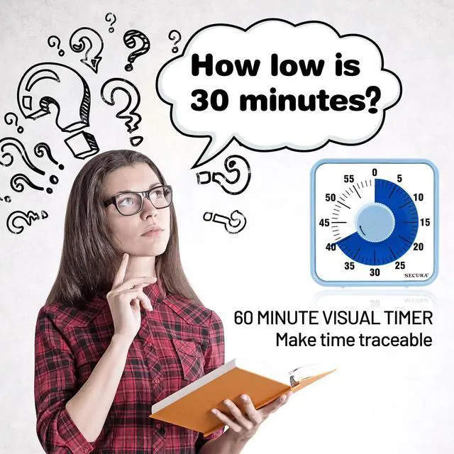 Alt view image 2 of 7 - 60-Minute Visual Countdown Timer, 7.5-Inch Oversize Classroom Visual Timer for Kids and Adults, Durable Mechanical Kitchen Timer Clock with Magnetic Backing (Navy Blue)