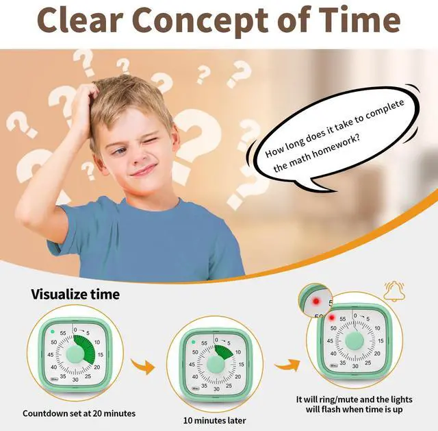 Alt view image 4 of 7 - Visual Timer, Pomodoro Timers for Kids Adults, 60-Minute Countdown Desk Timer for Productivity, Silent ADHD Timer for Kids Toddlers, Kitchen for Cooking