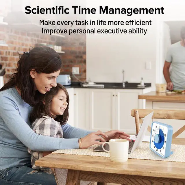 Alt view image 5 of 7 - 60-Minute Visual Countdown Timer, 7.5-Inch Oversize Classroom Visual Timer for Kids and Adults, Durable Mechanical Kitchen Timer Clock with Magnetic Backing (Navy Blue)