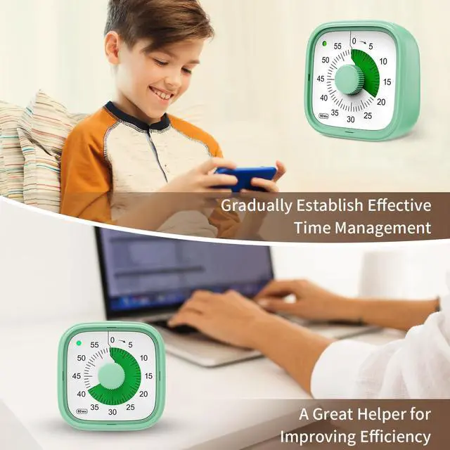 Alt view image 6 of 7 - Visual Timer, Pomodoro Timers for Kids Adults, 60-Minute Countdown Desk Timer for Productivity, Silent ADHD Timer for Kids Toddlers, Kitchen for Cooking