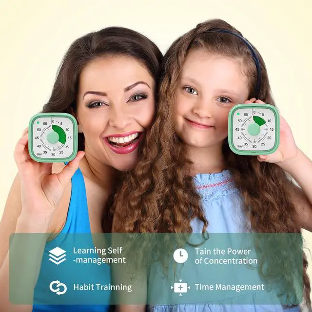 Alt view image 7 of 7 - Visual Timer, Pomodoro Timers for Kids Adults, 60-Minute Countdown Desk Timer for Productivity, Silent ADHD Timer for Kids Toddlers, Kitchen for Cooking