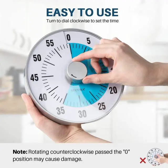 Alt view image 3 of 7 - 7.5-Inch Oversize Visual Countdown Timer, 60-Minute Kitchen Timer | Time Management Tool for Kids, Teachers and Adults (Blue)