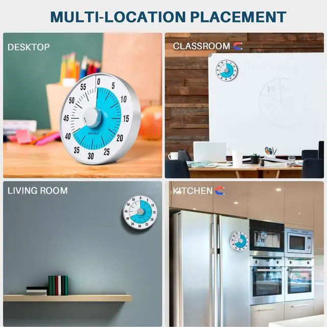 Alt view image 4 of 7 - 7.5-Inch Oversize Visual Countdown Timer, 60-Minute Kitchen Timer | Time Management Tool for Kids, Teachers and Adults (Blue)