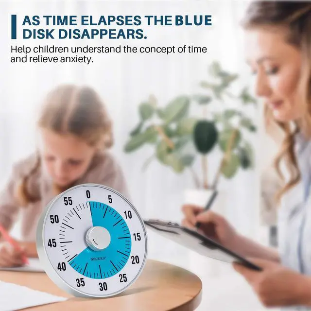Alt view image 5 of 7 - 7.5-Inch Oversize Visual Countdown Timer, 60-Minute Kitchen Timer | Time Management Tool for Kids, Teachers and Adults (Blue)