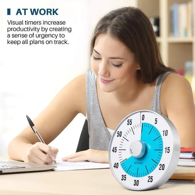 Alt view image 6 of 7 - 7.5-Inch Oversize Visual Countdown Timer, 60-Minute Kitchen Timer | Time Management Tool for Kids, Teachers and Adults (Blue)