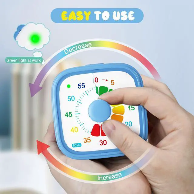 Alt view image 2 of 7 - 60 Minute Visual Timer with Colorful Dial, Pomodoro Timer for Kids and Adults, Silent Countdown Time Management Tool (Batteries Not Included)