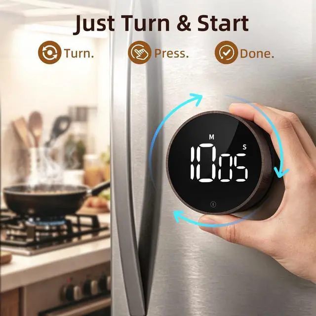 Alt view image 2 of 7 - Digital Kitchen Timer - Magnetic Countdown Countup Timer with Large LED Display Volume Adjustable, Easy for Cooking and for Seniors and Kids to Use