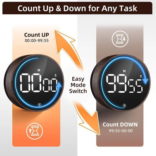 Alt view image 6 of 7 - Digital Kitchen Timer - Magnetic Countdown Countup Timer with Large LED Display Volume Adjustable, Easy for Cooking and for Seniors and Kids to Use
