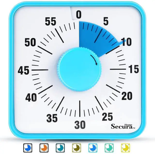 Main image of 60-Minute Visual Timer, 7.5 Inch Oversize Countdown Timer Clock for Kids and Adults, Durable Mechanical Time Management Tool with Magnetic Backing Sky Blue